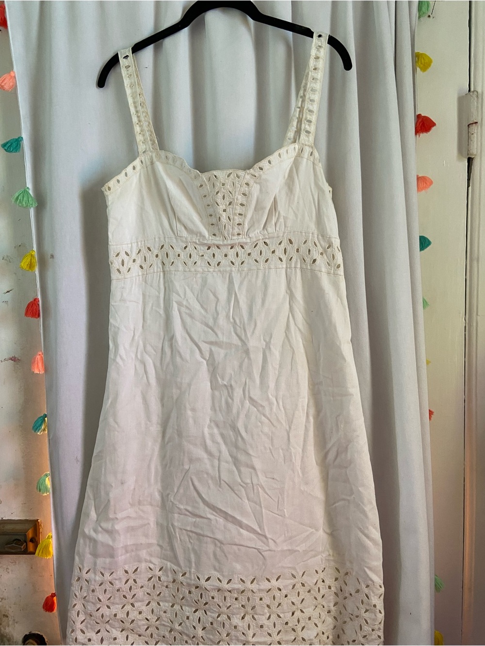 Bo’em White Eyelet Mini Dress with Spaghetti Straps